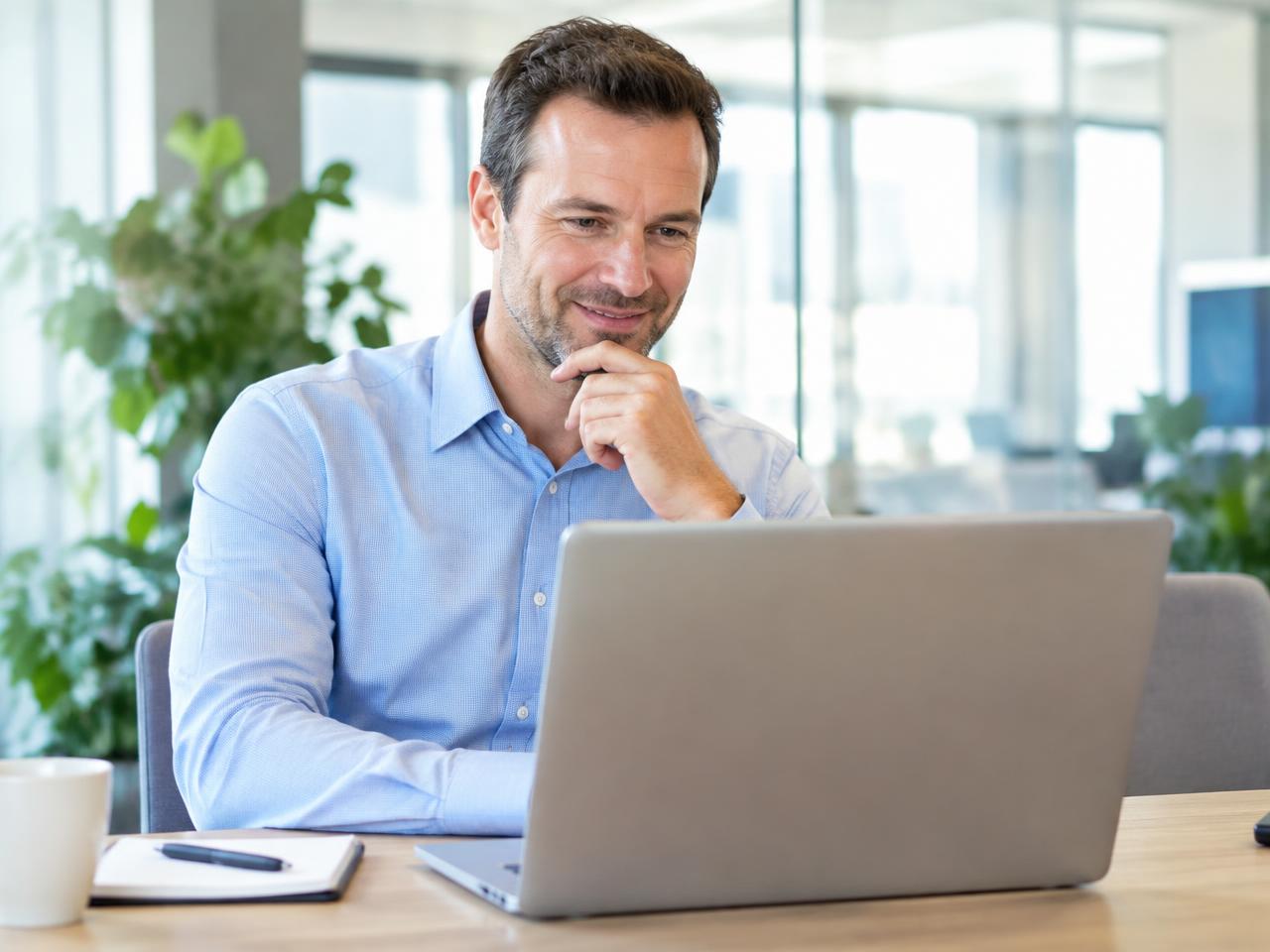 A hiring manager reviewing a ranked candidate shortlist on his laptop